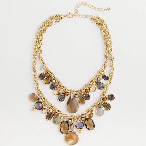 CHICO’S $89 Faceted Gem Drop Off Bib Necklace - Picture 3 of 4